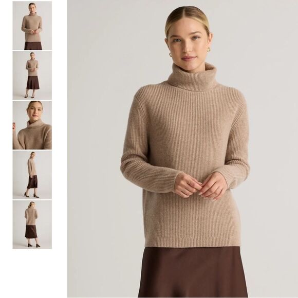 Quince 100% Mongolian Cashmere
Fisherman Turtleneck Sweater Oatmeal Tan Small - Picture 1 of 9